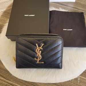 YSL Black Chevron Compact Wallet